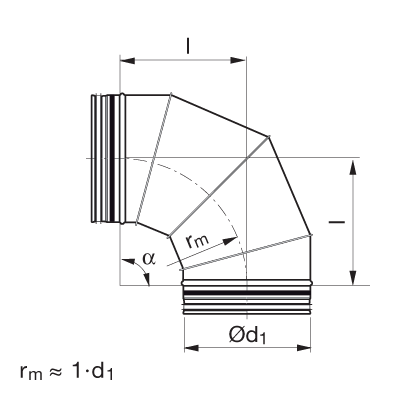 Okrągłe kanały i kształtki oddymiające > Kolano segmentowe BFUSS 90°