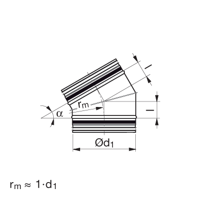 Okrągłe kanały i kształtki oddymiające > Kolano segmentowe BFUSS 30°
