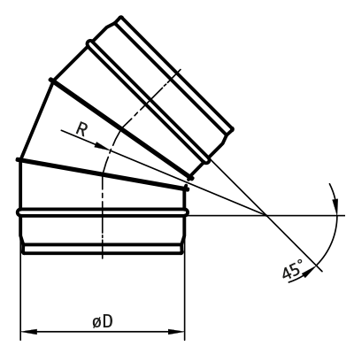 Kolana wentylacyjne > Kolano segmentowe 45° BF(E)/BFL
