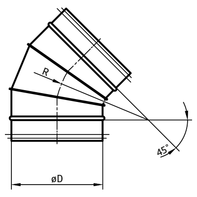 Kolana wentylacyjne > Kolano segmentowe 45° BF(E)/BFL