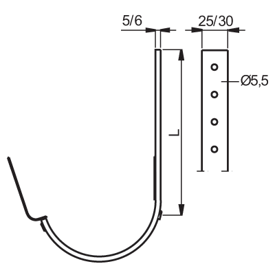 Rynny półokrągłe Lindab Rainline > Hak dokrokwiowy Flex-Fit K40