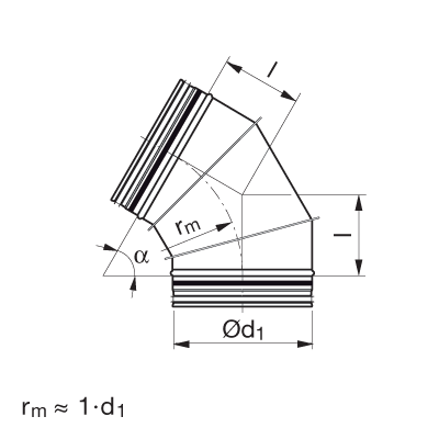 Okrągłe kanały i kształtki oddymiające > Kolano segmentowe BFUSS 60°