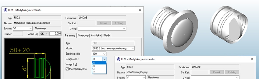 Nawiewniki liniowe serii LDW oraz klapy przeciwpożarowe FBC2 i FBCV w programach FLUID DESK Nawiewniki liniowe serii LDW oraz klapy przeciwpożarowe FBC2 i FBCV w programach FLUID DESK